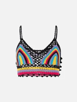 Top all'uncinetto multicolore