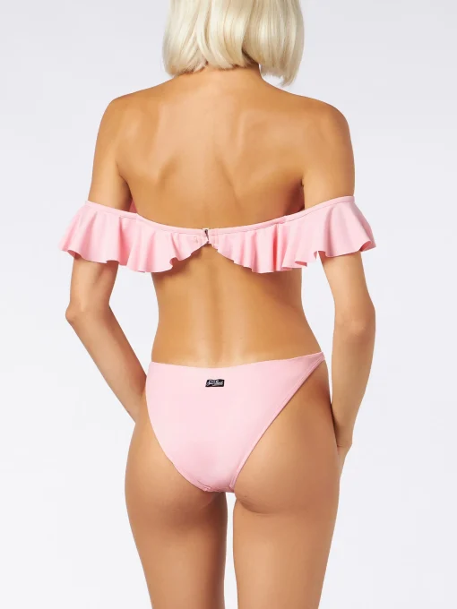 Top bikini rosa con spalle scoperte