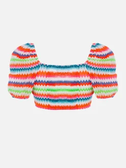 Top corto in maglia raschel da donna