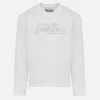 T-shirt bianca a maniche lunghe da bambina Penny con logo Saint Barth in strass
