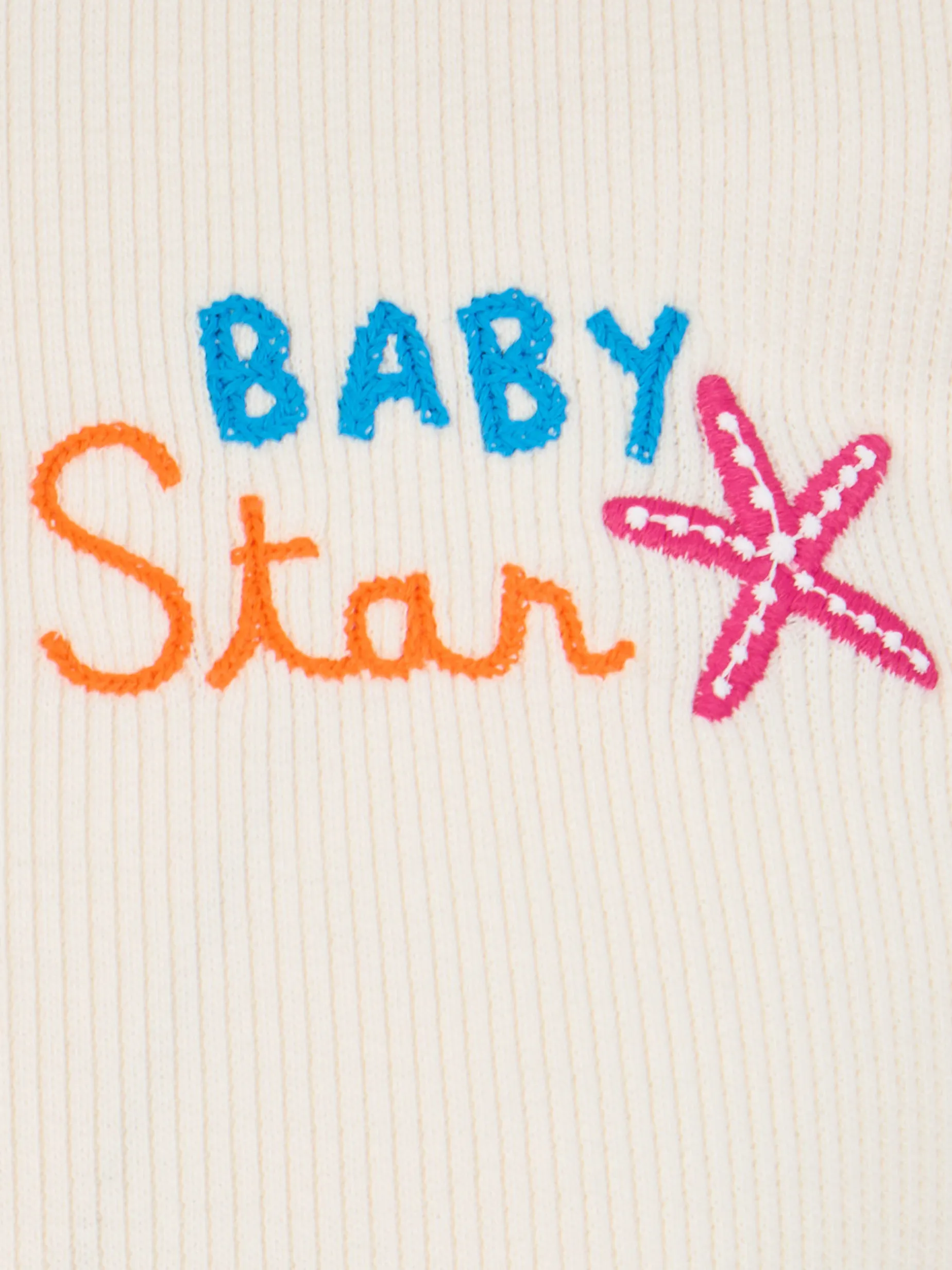 T-shirt da bambina a costine Serena Jr con ricamo Baby Star