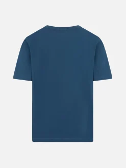 T-shirt da bambino Dover in jersey di cotone blu navy con ricamo St. Barth