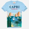 T-shirt da bambino in cotone con stampa cartolina di Capri