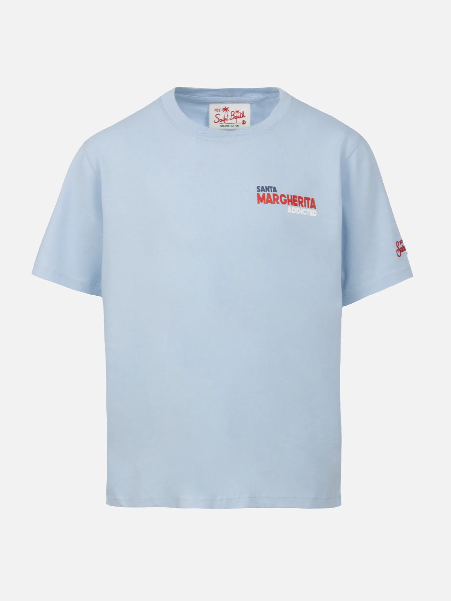 T-shirt da bambino in cotone con stampa di cartoline Santa Margherita addicted