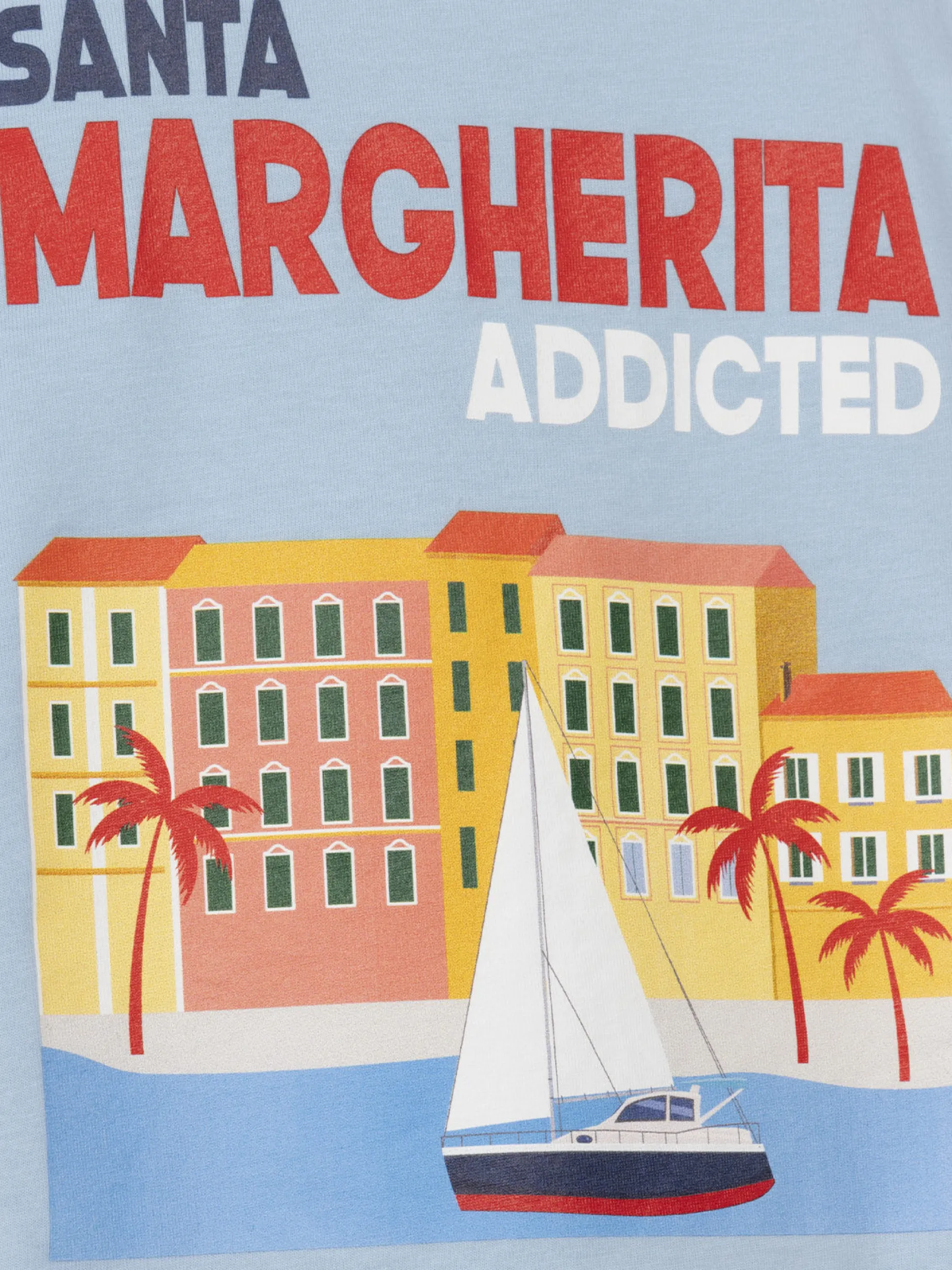 T-shirt da bambino in cotone con stampa di cartoline Santa Margherita addicted