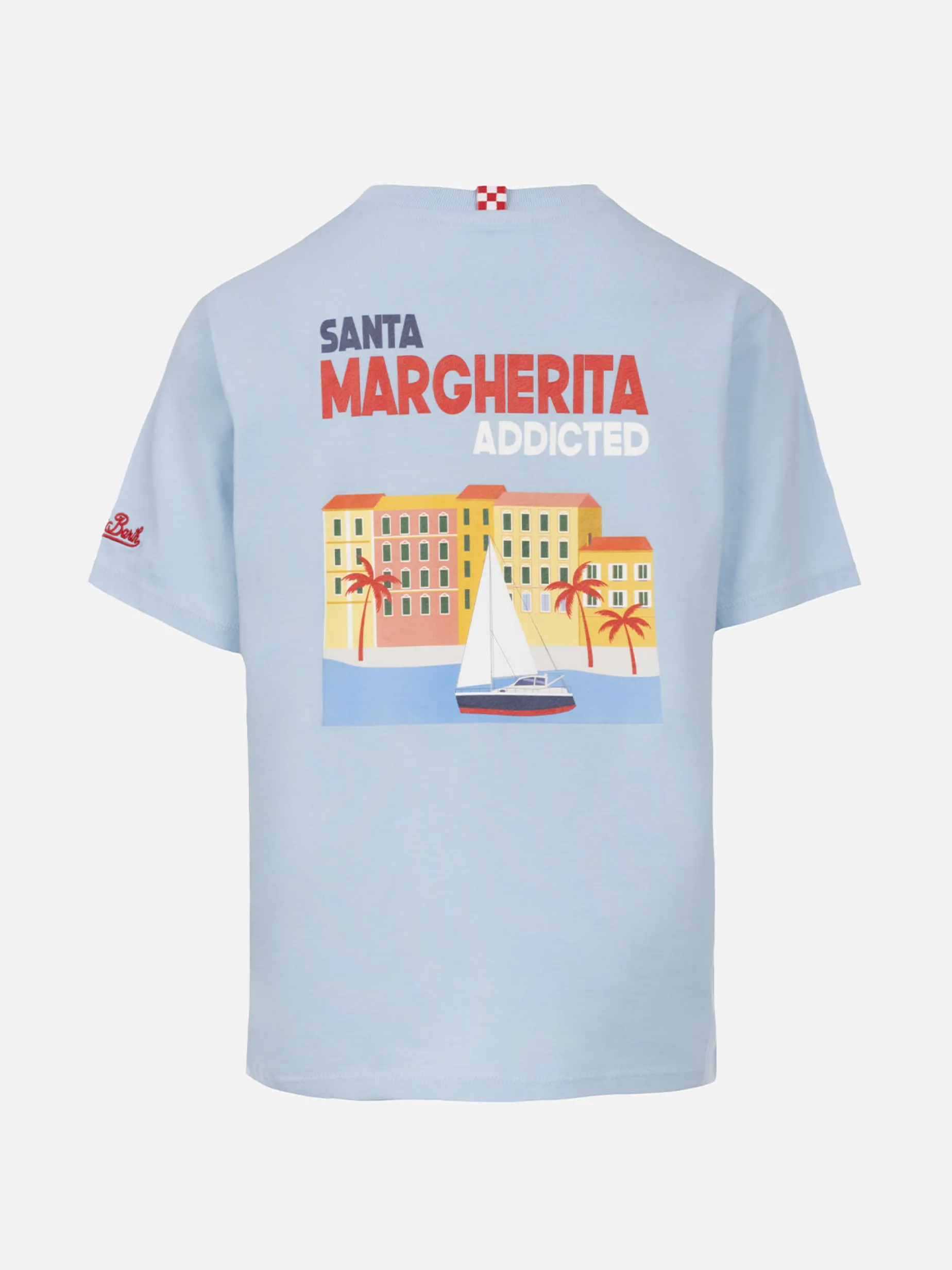 T-shirt da bambino in cotone con stampa di cartoline Santa Margherita addicted