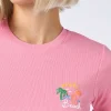 T-shirt da donna a costine con ricamo Après Beach