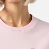 T-shirt da donna Emilie rosa in cotone pesante con ricamo Negare, negare sempre! | VACANZE DI NATALE EDIZIONE SPECIALE