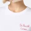 T-shirt da donna girocollo Emilie in jersey di cotone con ricamo St. Barth Lover