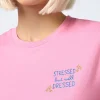 T-shirt da donna girocollo Emilie in jersey di cotone con ricamo Stressed but Well Dressed