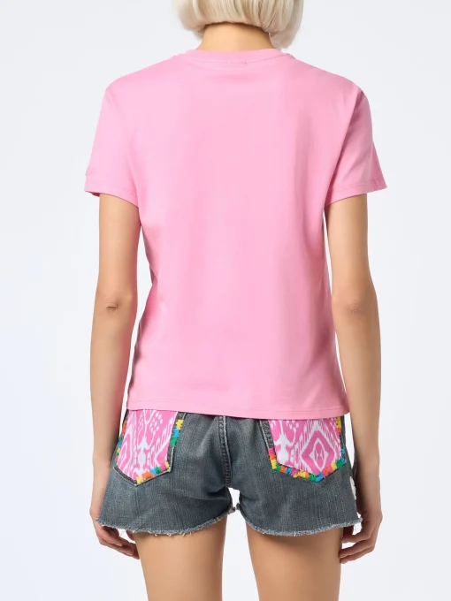 T-shirt da donna girocollo Emilie in jersey di cotone con ricamo Stressed but Well Dressed
