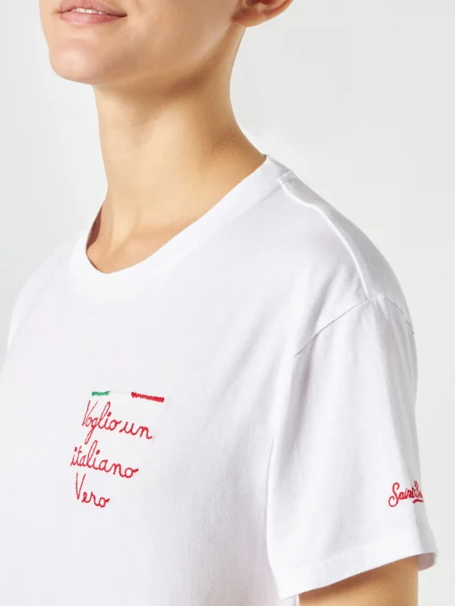 T-shirt da donna in cotone con ricamo