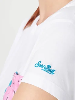 T-shirt da donna in cotone con taschino