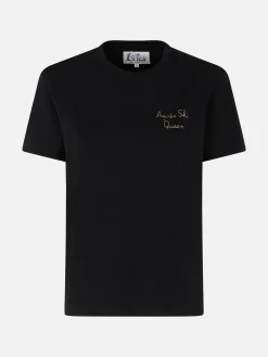 T-shirt da donna in cotone pesante con ricamo Aprés Ski Queen