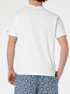 T-shirt da uomo classica in jersey di cotone Portofino con ricamo Chi non muore poi ribeve | EDIZIONE SPECIALE INSULTI LUMINOSI