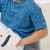 T-shirt da uomo Ecstasea in jersey di lino blu con stampa sashiko