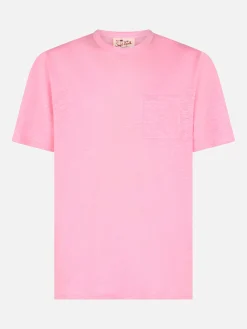 T-shirt da uomo Ecstasea in jersey di lino rosa con taschino