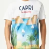 T-shirt da uomo in cotone con stampa cartolina Capri
