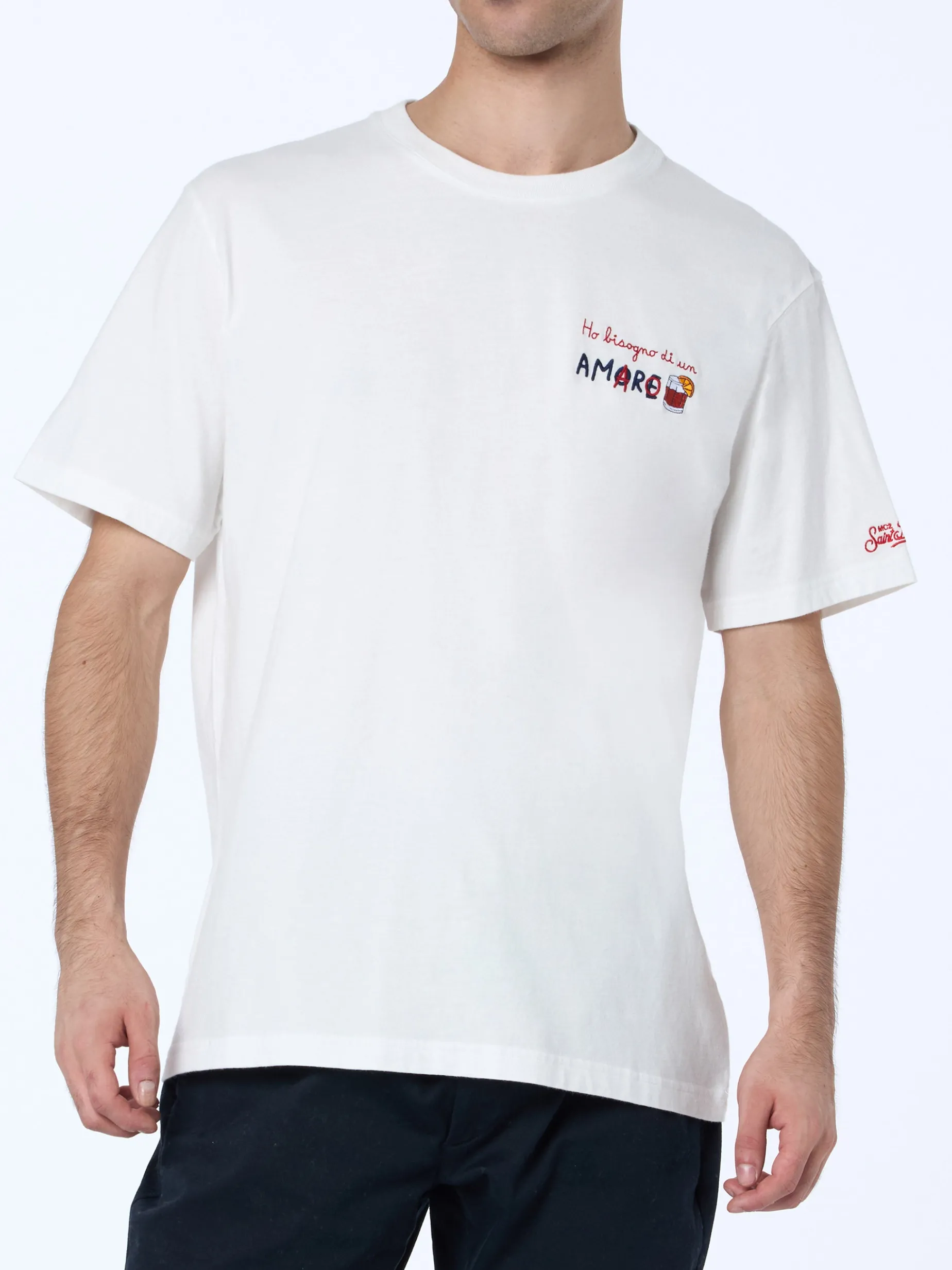 T-shirt da uomo in cotone pesante Arnott con ricamo Ho bisogno di un amaro