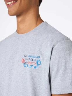 T-shirt da uomo in cotone pesante Arnott con ricamo Col ghiaccio ci faccio lo Spritz | EDIZIONE SPECIALE INSULTI LUMINOSI