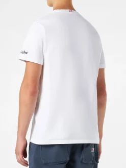 T-shirt da uomo in cotone con stampa moto