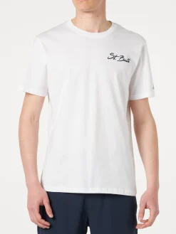 T-shirt da uomo in cotone con stampa St. Barth surf