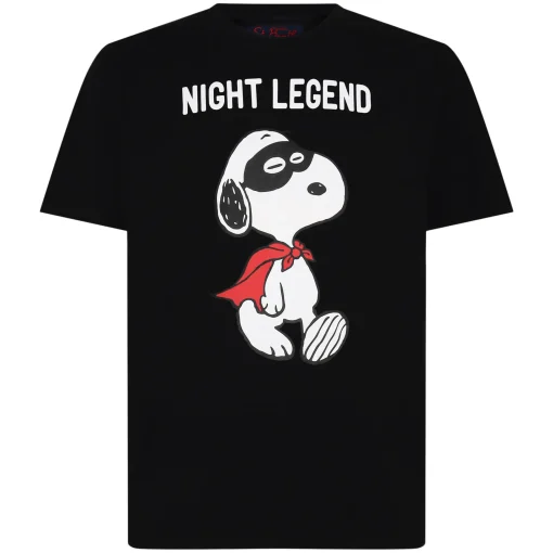 T-shirt da uomo in cotone con stampa Snoopy night legend | SNOOPY - EDIZIONE SPECIALE PEANUTS™
