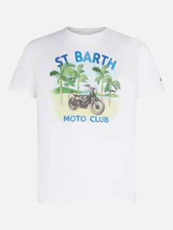 T-shirt da uomo in cotone con stampa moto