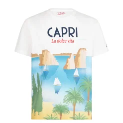 T-shirt da uomo in cotone con stampa cartolina Capri