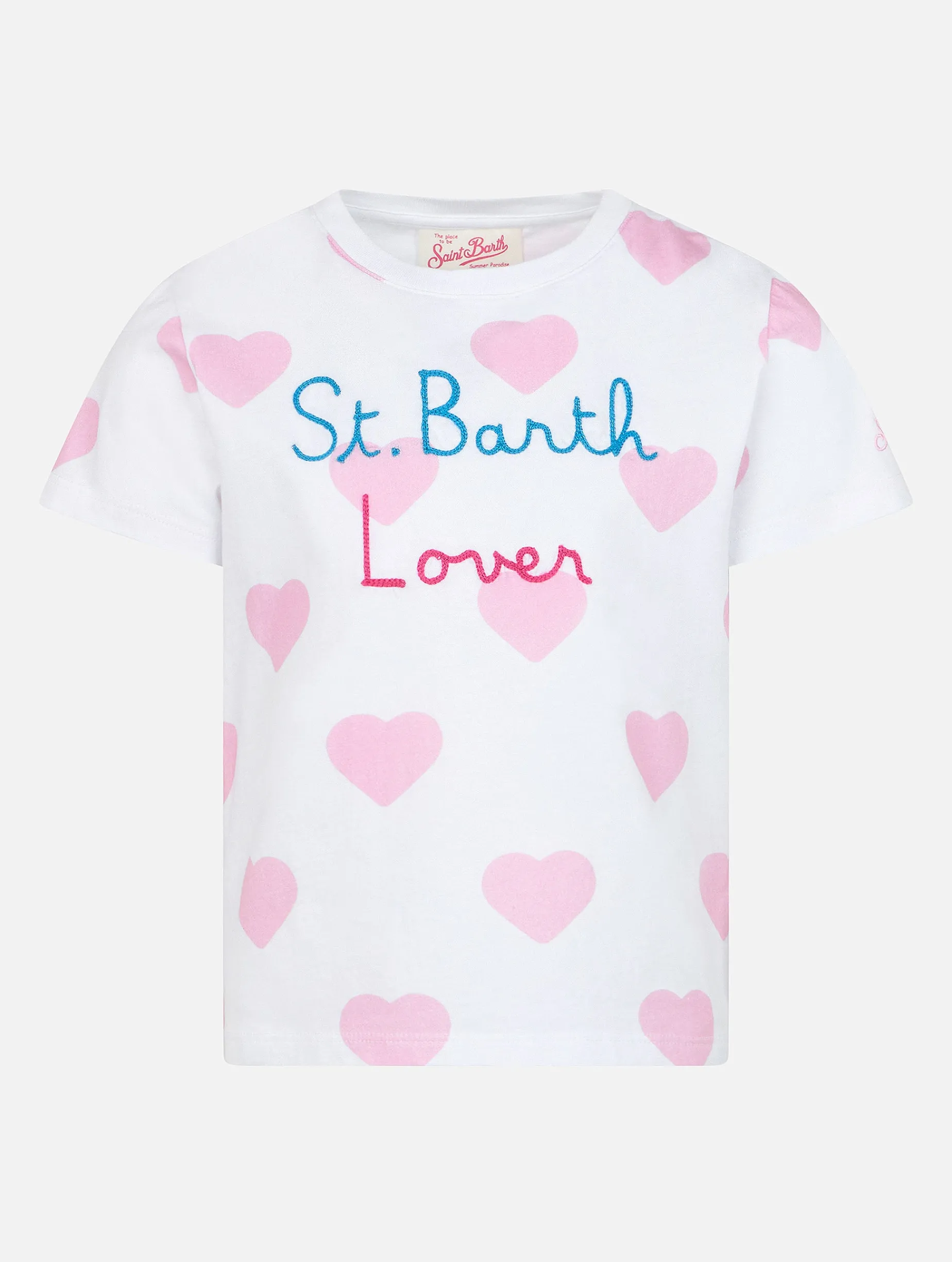 T-shirt girocollo da bambina Elly in jersey di cotone con ricamo mood Vacay