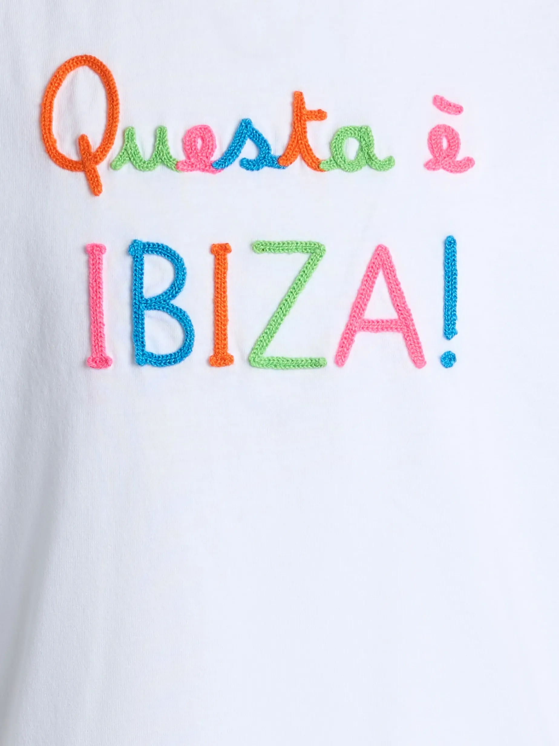 T-shirt girocollo Elly da bambina in jersey di cotone con ricamo Questa è Ibiza