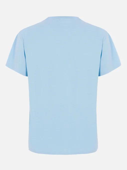 T-shirt girocollo in jersey di cotone azzurro chiaro da donna Emilie
