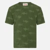 T-shirt militare da bambino in spugna Gary con motivo squalo in rilievo