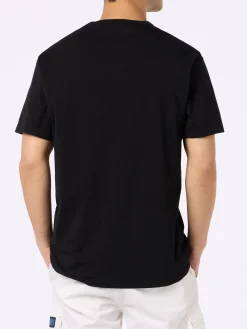 T-shirt nera da uomo in jersey di cotone Dover con ricamo St. Barth