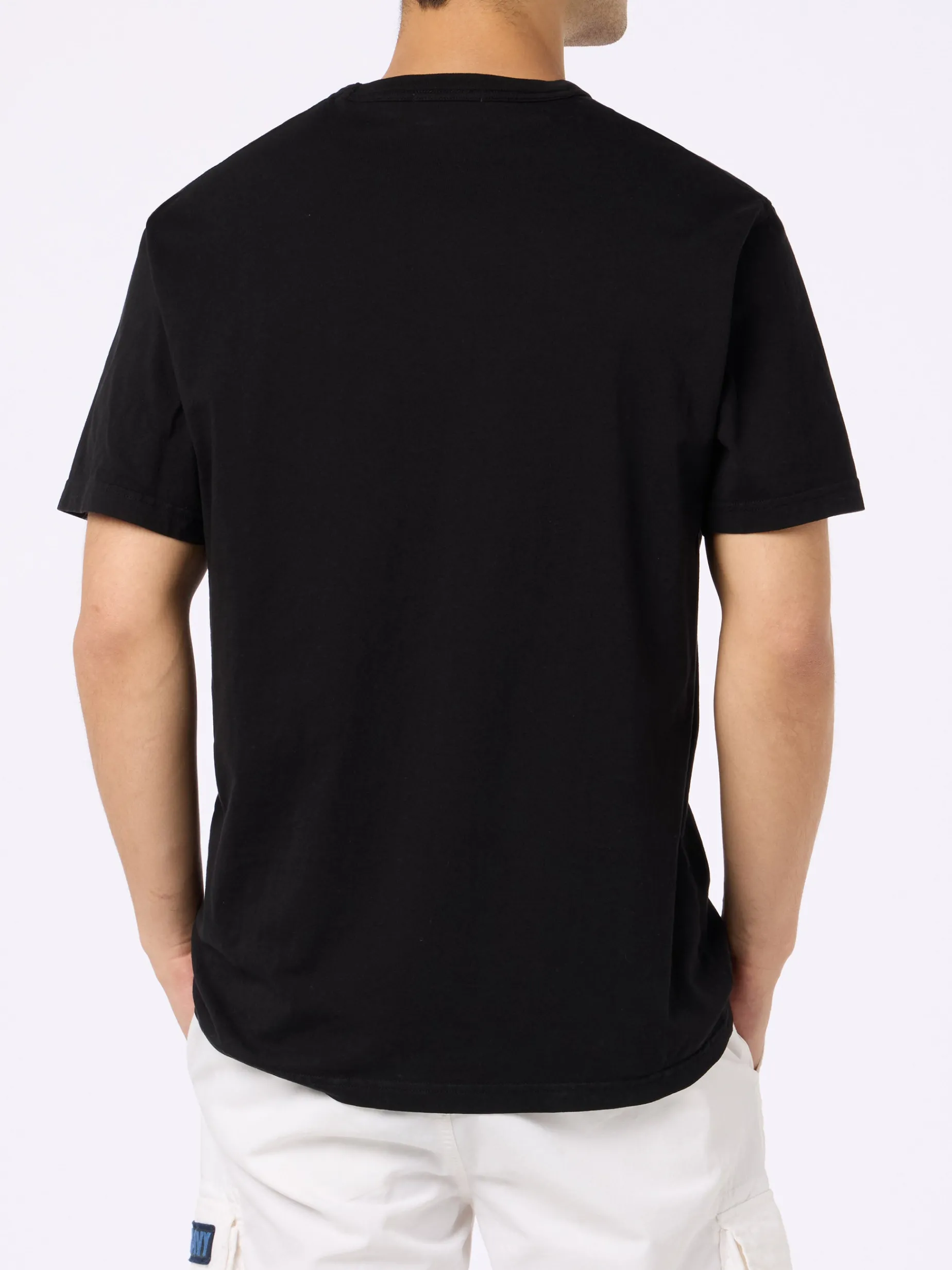 T-shirt nera da uomo in jersey di cotone Dover con ricamo St. Barth