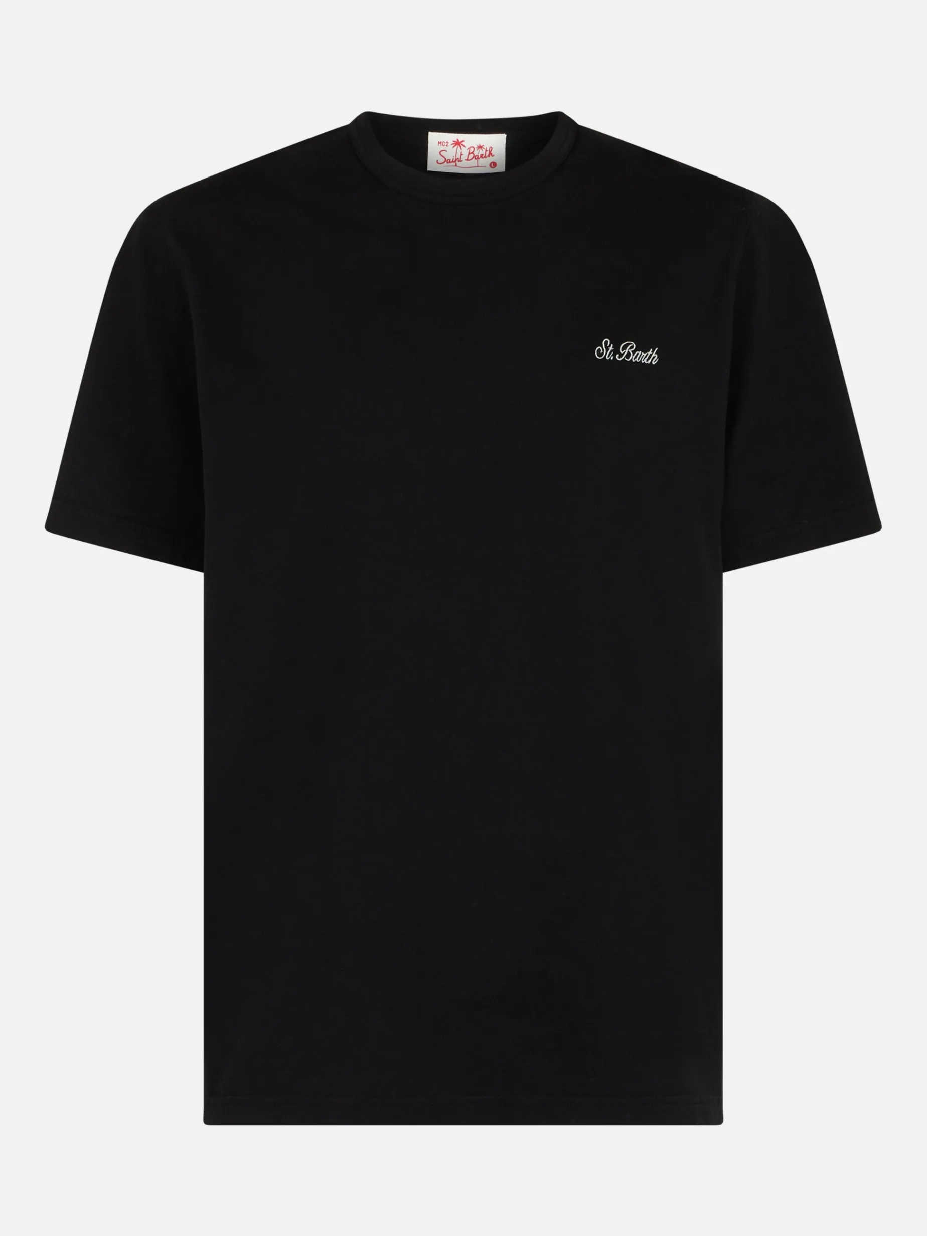 T-shirt nera da uomo in jersey di cotone Dover con ricamo St. Barth